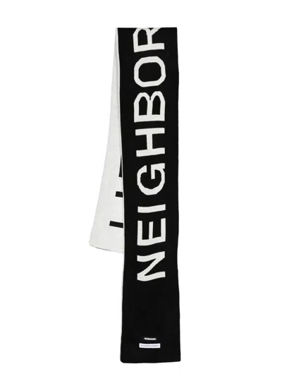 Neighborhood Intarsia-knit Logo Scarf In 黑色