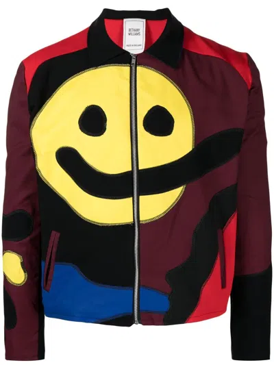 Bethany Williams Jersey Patchwork Smiley Jacket In Red