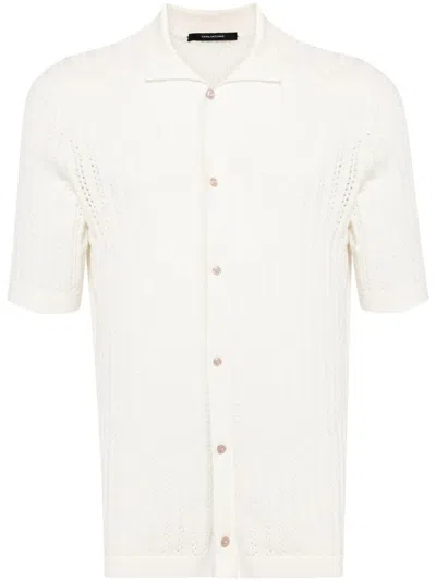 Tagliatore Jesse Pointelle-knit Polo Shirt In White
