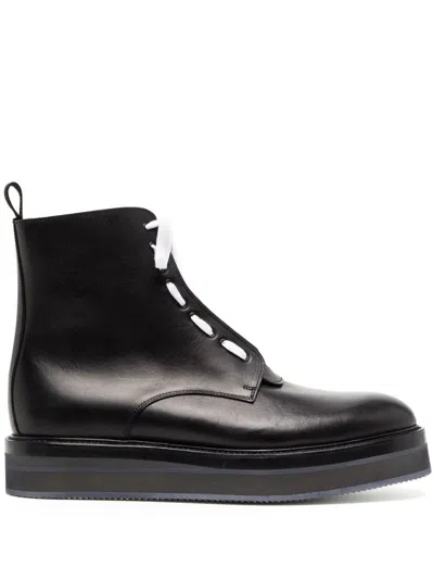 Nicolas Andreas Taralis Lace-up Leather Ankle Boots In Black