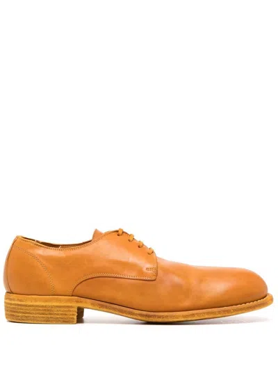 Guidi Leather Derby Shoes In Orange