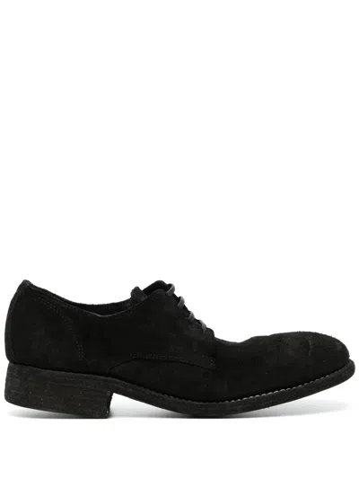 Guidi Leather Derby Shoes In Black