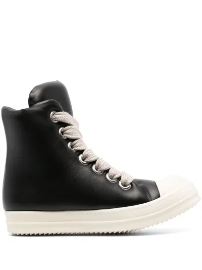 Rick Owens Leather High-top Sneakers In Black