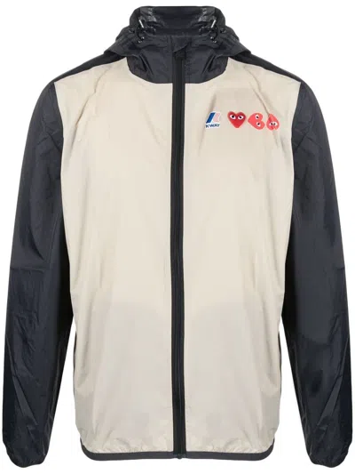 Comme Des Garçons Play Comme Des Garcons Play Hooded Full Zip K-way In Beige