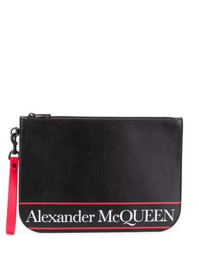 Alexander Mcqueen Logo Clutch Bag In Black