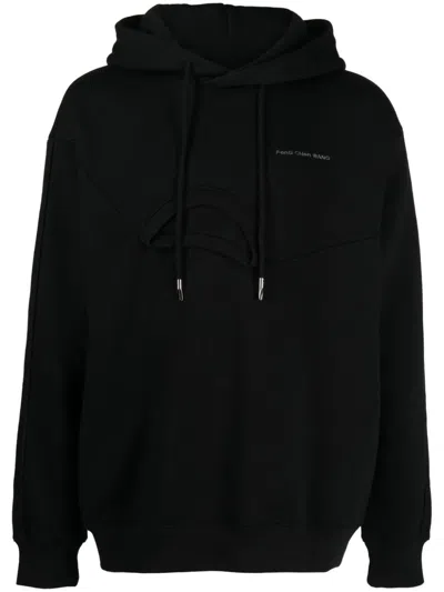 Feng Chen Wang Logo-embroidered Layered-detail Hoodie In Schwarz