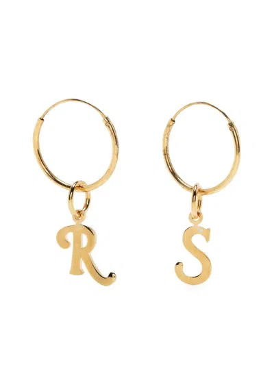 Raf Simons Logo Hoop Earrings In Gold