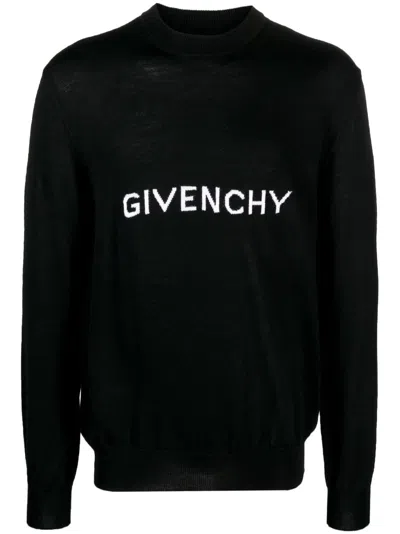 Givenchy Logo Wool Crewneck Jumper In Black