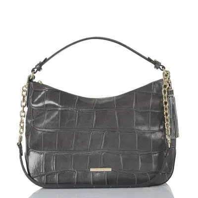 Brahmin Heather Lysander Embossed Leather Shoulder Bag In Nocturnal