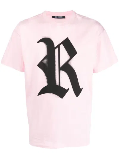 Raf Simons Logo Print T-shirt In Light Pink