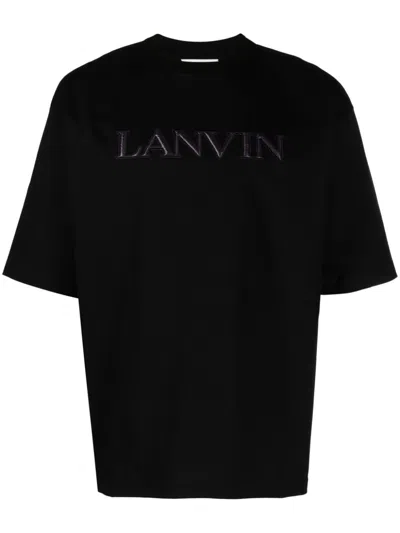 Lanvin Black Logo-appliqué Cotton T-shirt In Negro