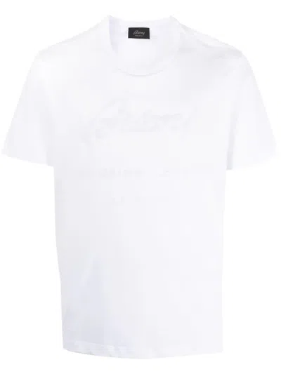 Brioni Logo-appliqué Cotton T-shirt In White
