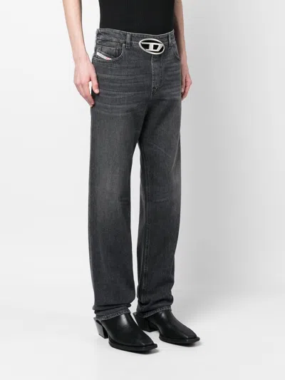 Diesel Slim-fit-jeans Mit Logo-schnalle In Grey