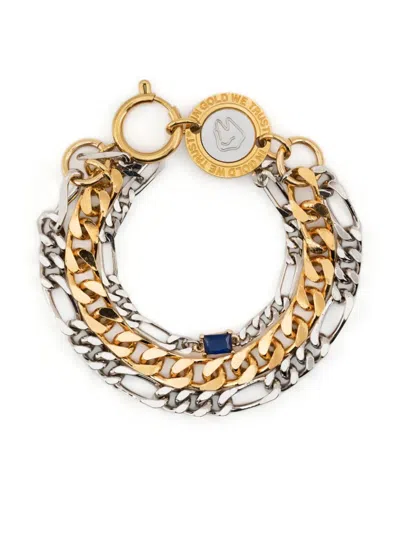 In Gold We Trust Paris Logo-charm Multi-chain Bracelet In Gold