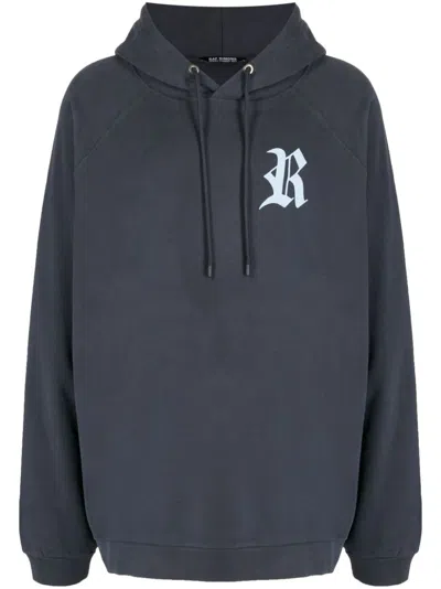Raf Simons Logo-embroidered Cotton Hoodie In Black