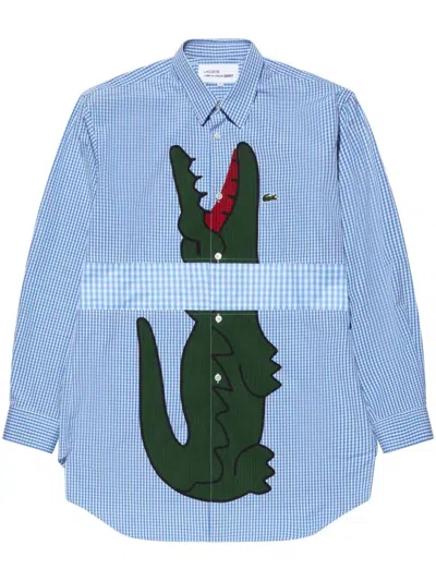 Comme Des Garçons Shirt Logo-embroidered Cotton Shirt In Blue