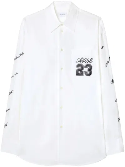 Off-white Logo-embroidered Cotton Shirt In White