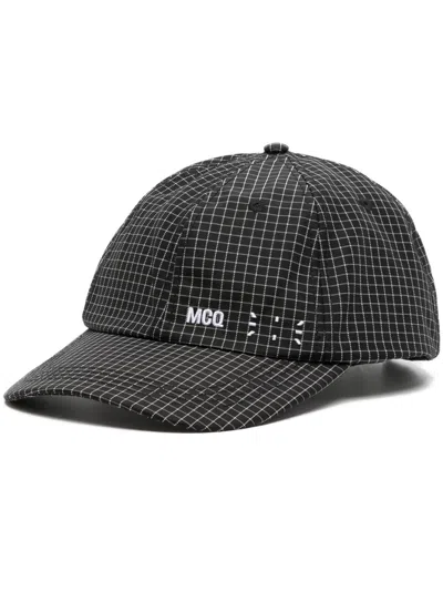 Mcq By Alexander Mcqueen Logo刺绣格纹图案棒球帽 In Schwarz