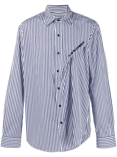 Y/project Logo-embroidered Striped Shirt In Multi