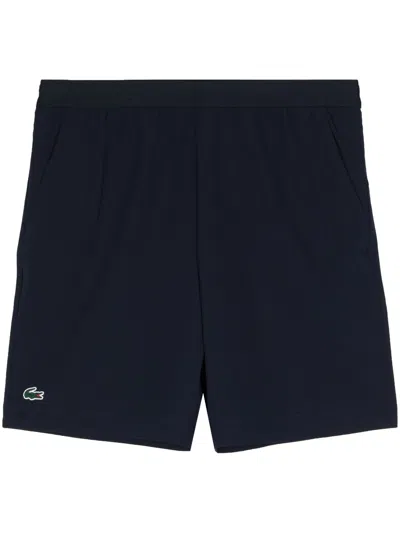 Lacoste Logo-embroidered Track Shorts In Blue