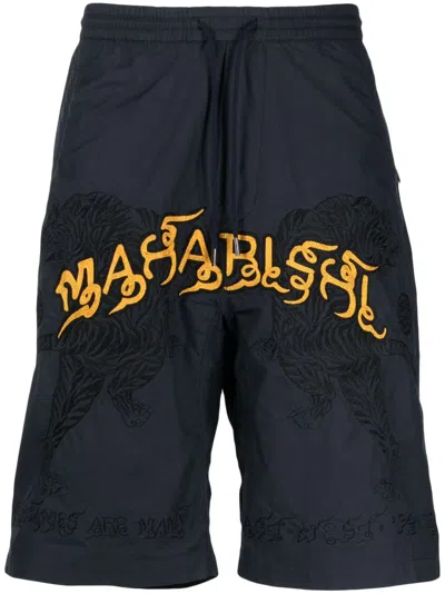 Maharishi Logo-embroidery Drawstring Track Shorts In Blue