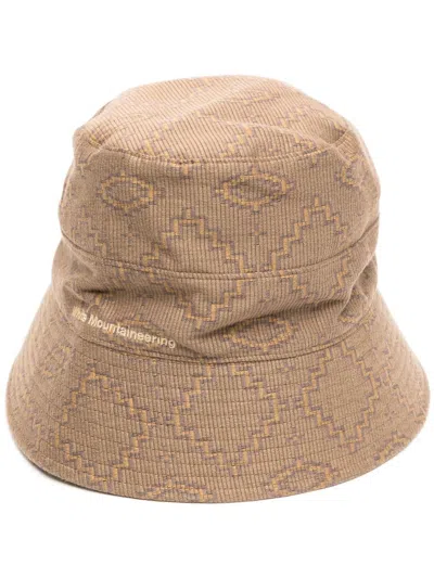 White Mountaineering Logo-patch Bucket Hat In Brown