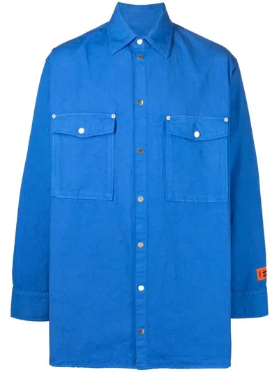 Heron Preston Logo-patch Button-up Shirt In Blue