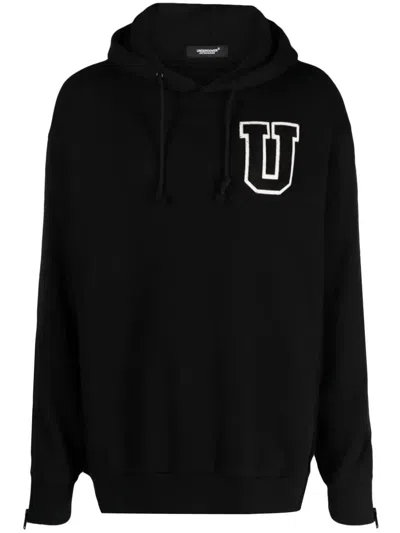 Undercover Logo-patch Cotton Hoodie In Black