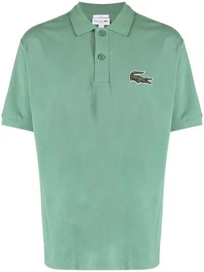 Lacoste Logo-patch Cotton Polo Shirt In Salvia