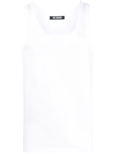 Raf Simons Logo-patch Cotton Tank Top In White