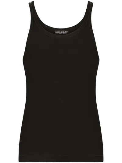 Dolce & Gabbana Logo-patch Detail Tank Top In Black
