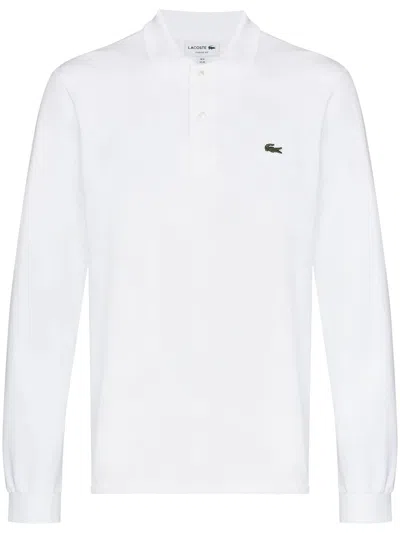 Lacoste Logo-patch Cotton Polo Shirt In White