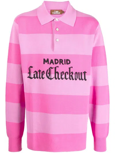 Late Checkout Logo-patch Polo Shirt In Pink