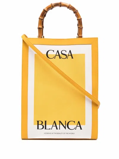 Casablanca Logo-print Bamboo-handle Tote Bag