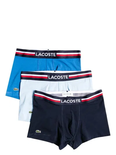 Lacoste Logo-print Boxers (set Of Three) In Blue