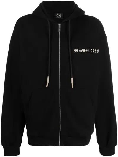 44 Label Group Logo-print Cotton Hooded Jacket In Black
