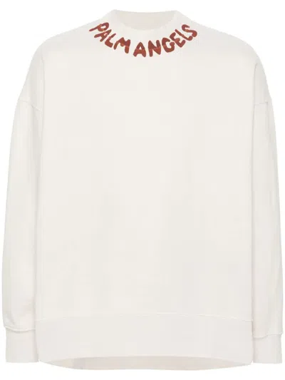Palm Angels Logo-print Cotton Sweatshirt In Neutrals