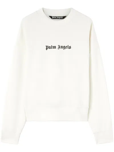 Palm Angels Logo-print Cotton-jersey Sweatshirt In White