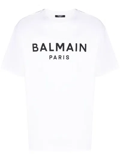 Balmain T-shirt With Logo In Bianco