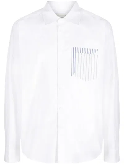 Feng Chen Wang Logo-print Cotton-blend Shirt In White