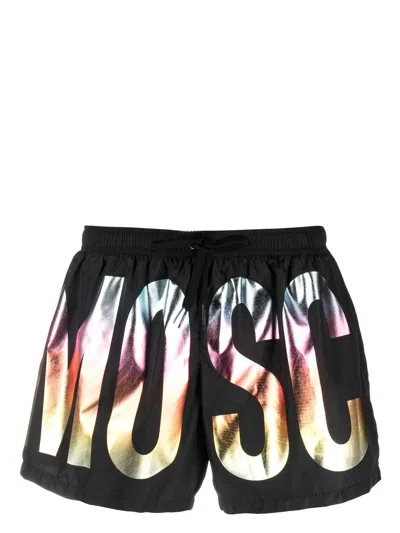 Moschino Logo-print Drawstring Swim Shorts In Negro