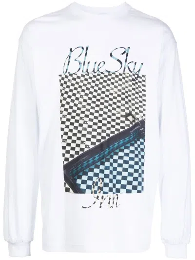 Blue Sky Inn Check Pool Graphic-print Cotton-jersey T-shirt In White