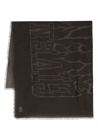Givenchy Logo-print Modal-cashmere Scarf In Brown