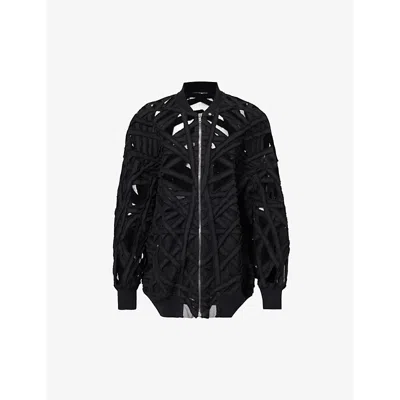 Rick Owens Womens Black Panelled Relaxed-fit Woven Jacket