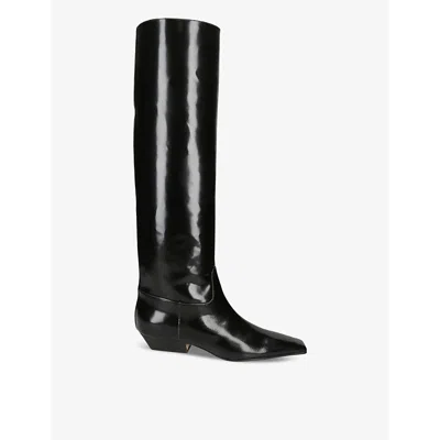 Khaite Womens Black Marfa Leather Knee-high Boots