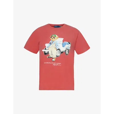 Polo Ralph Lauren Womens Sunrise Red Bear-print Cotton-jersey T-shirt
