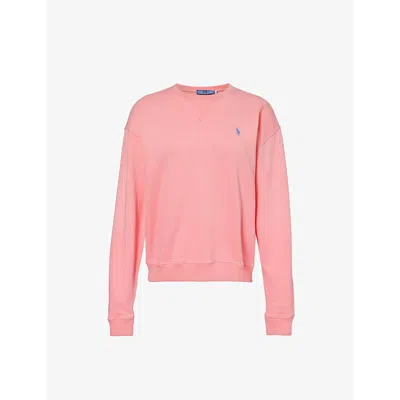 Polo Ralph Lauren Womens Ribbon Pink Logo-embroidered Cotton-jersey Sweatshirt
