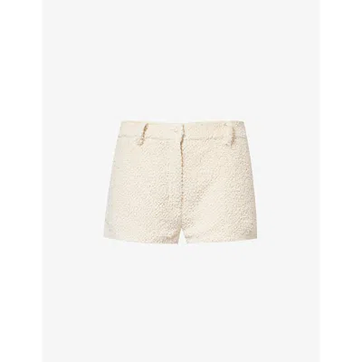 Magda Butrym Womens Cream Straight-leg Mid-rise Woven Shorts