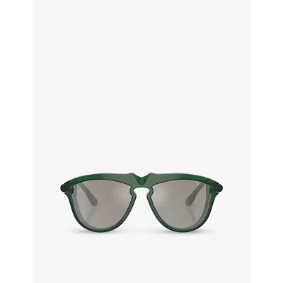 Burberry Womens Green Be4417u Pilot-frame Acetate Sunglasses