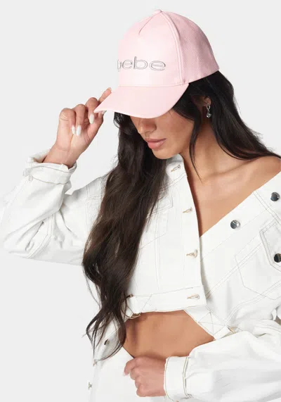 Bebe Pu Embroidery Cap In Pink